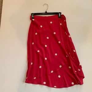 Loft wrap skirt. Red with white Polk dots. NWT!